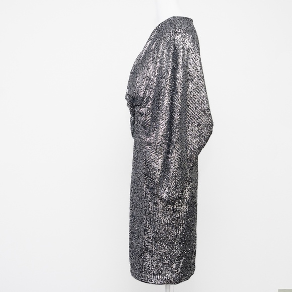 Gabrielle Union - Drape Sleeve Silver Sequin - Perfect New Years Eve Dress - Picture 9 of 12